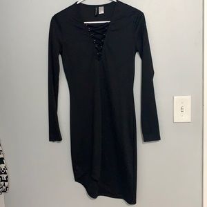 Asymmetric lace up dress
